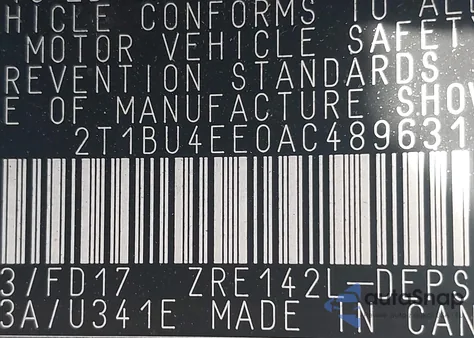 2010 Toyota Corolla S из США, поврежденный, VIN 2T1BU4EE0AC489631